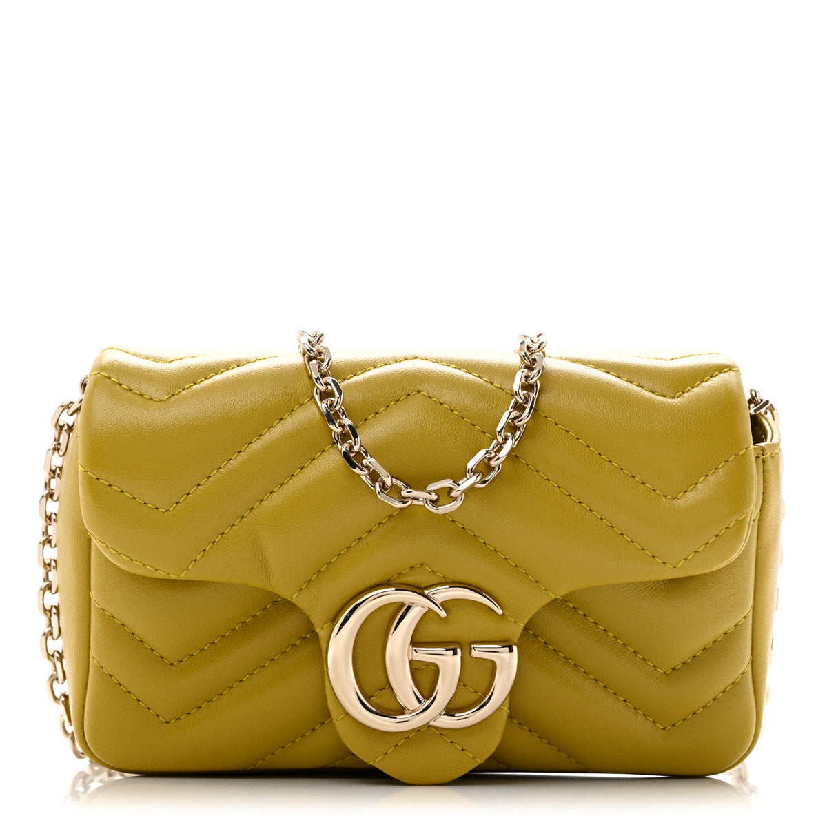 Lambskin Matelasse Mini GG Marmont Shoulder Bag Oil Yellow
