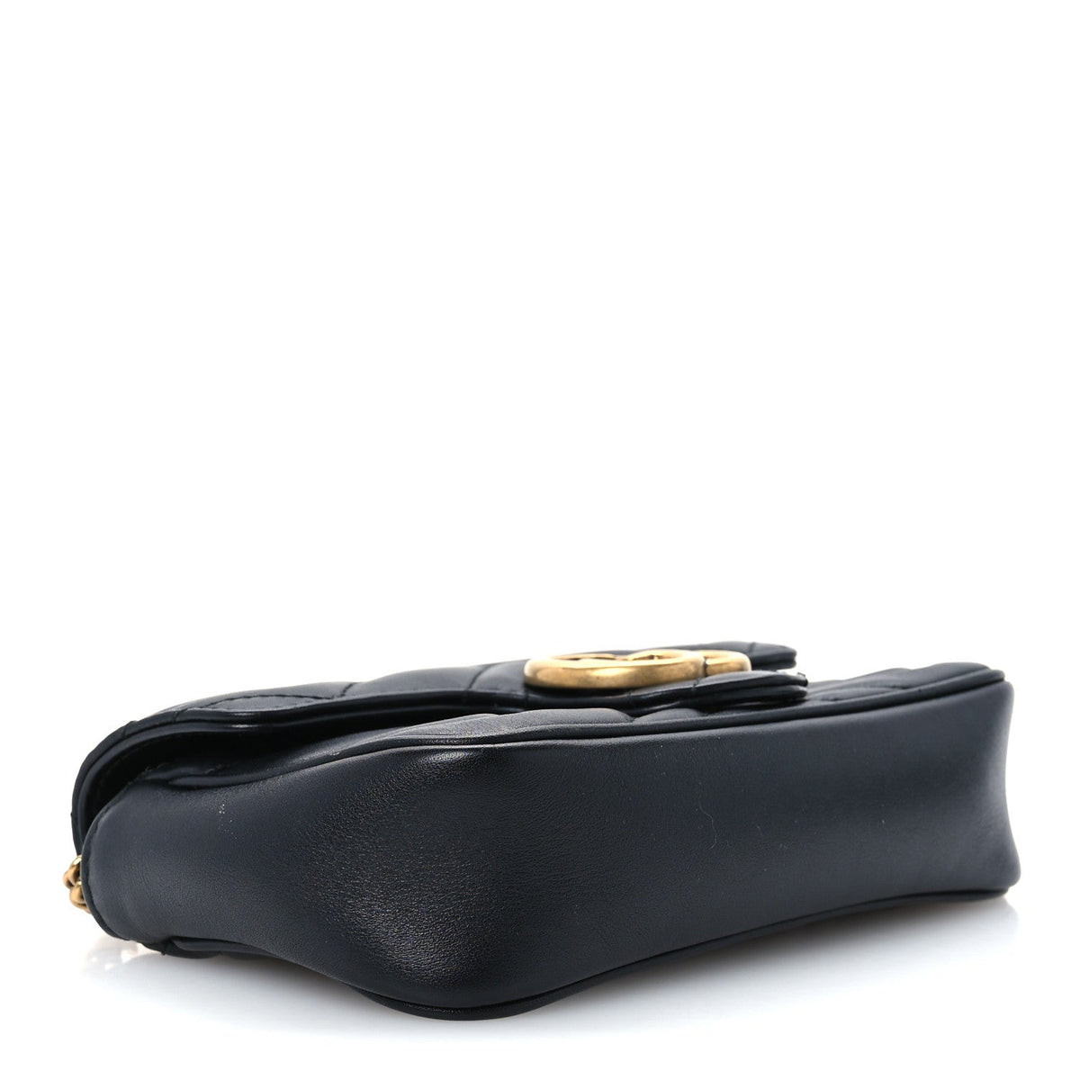 Calfskin Matelasse Super Mini GG Marmont Shoulder Bag Black