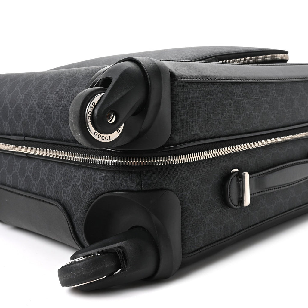 GG Supreme Monogram Azalea Calfskin Retro Interlocking G Small Savoy Cabin Trolley Black