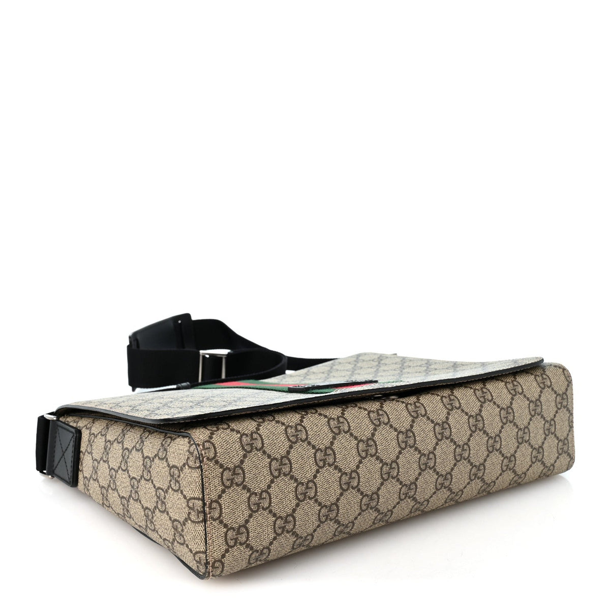 GG Supreme Monogram Web Flap Messenger Bag Black