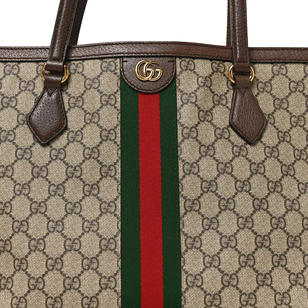 GG Supreme Monogram Medium Ophidia Shopping Tote Brown