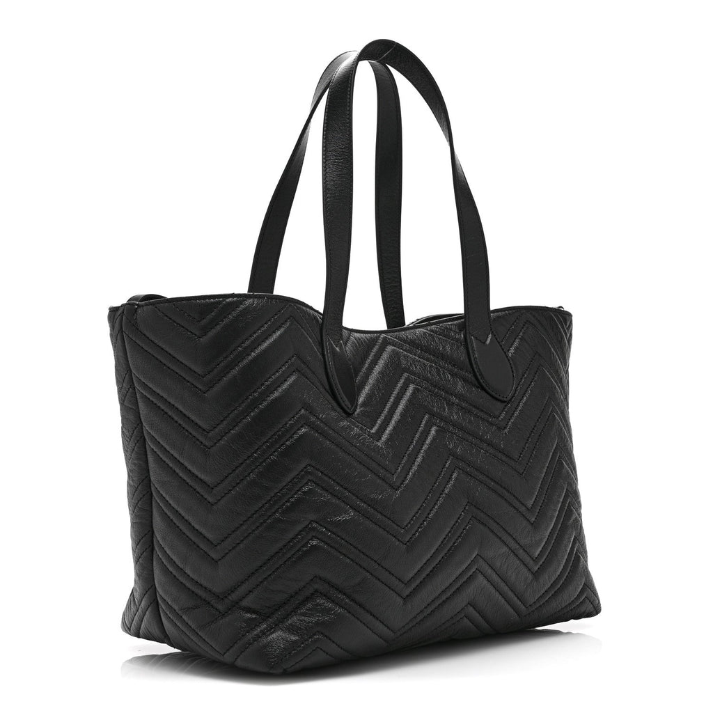 Soft Calfskin Matelasse Medium GG Marmont Tote Bag Black