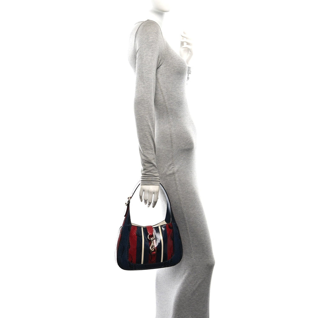 Snakeskin Web Small Jackie 1961 Hobo Rosso Ancora Blue