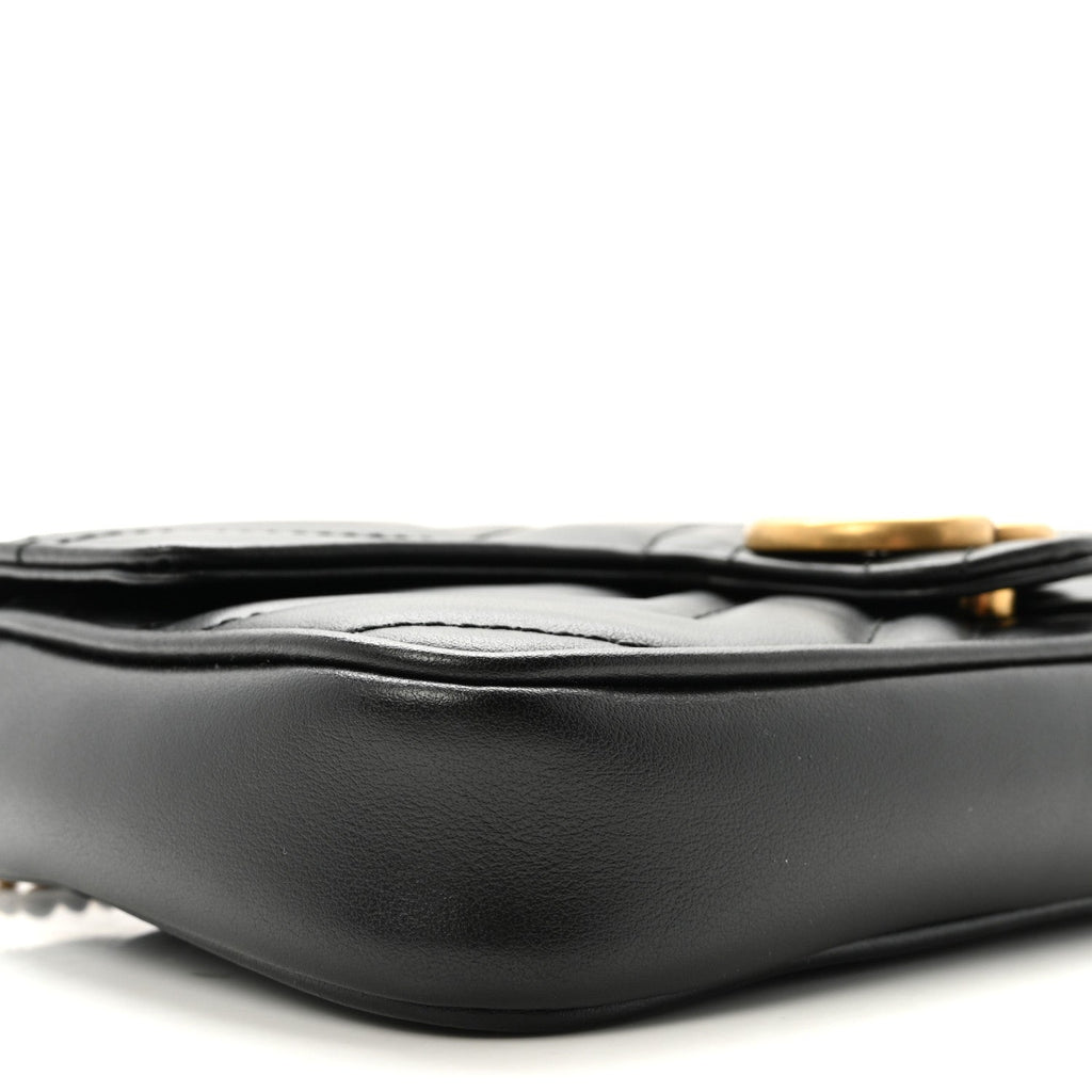 Calfskin Matelasse Mini GG Marmont Shoulder Bag With Case Black White