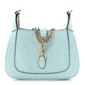 Shiny Ostrich Mini Jackie Notte Blue