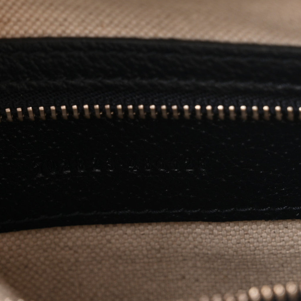 GG Supreme Monogram Textured Calfskin Web Large Attache Shoulder Bag Beige Blue
