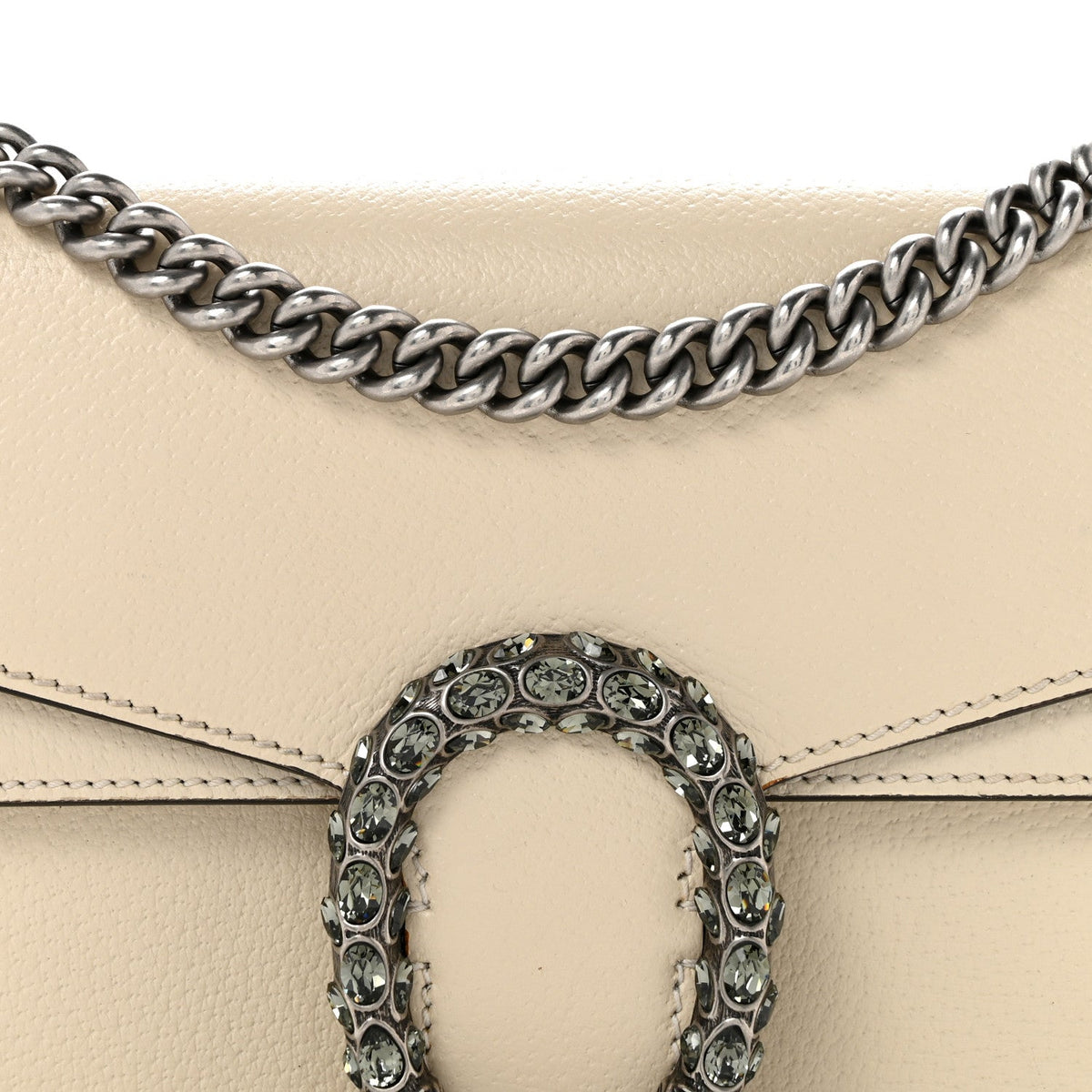 Textured Calfskin Crystal Small Dionysus Shoulder Bag Mystic White