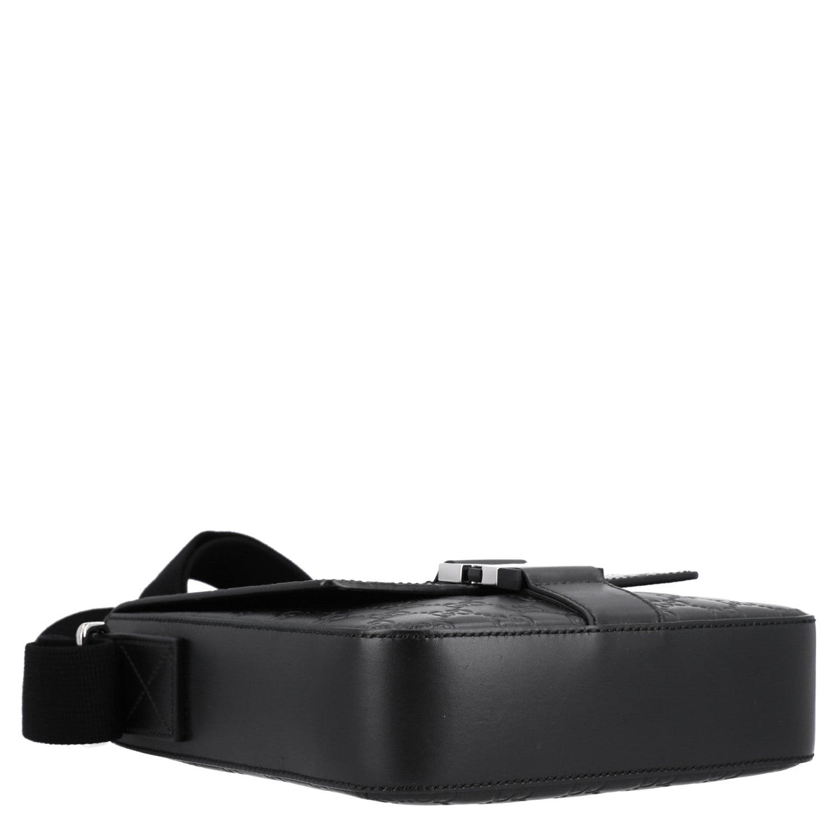 Guccissima Signature Single Buckle Flap Messenger Bag Black