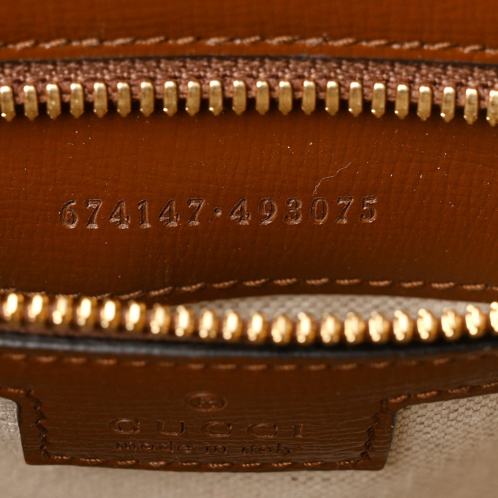 GG Supreme Monogram Azalea Calfskin Retro Interlocking G Buckle Backpack Beige Ebony Brown Sugar