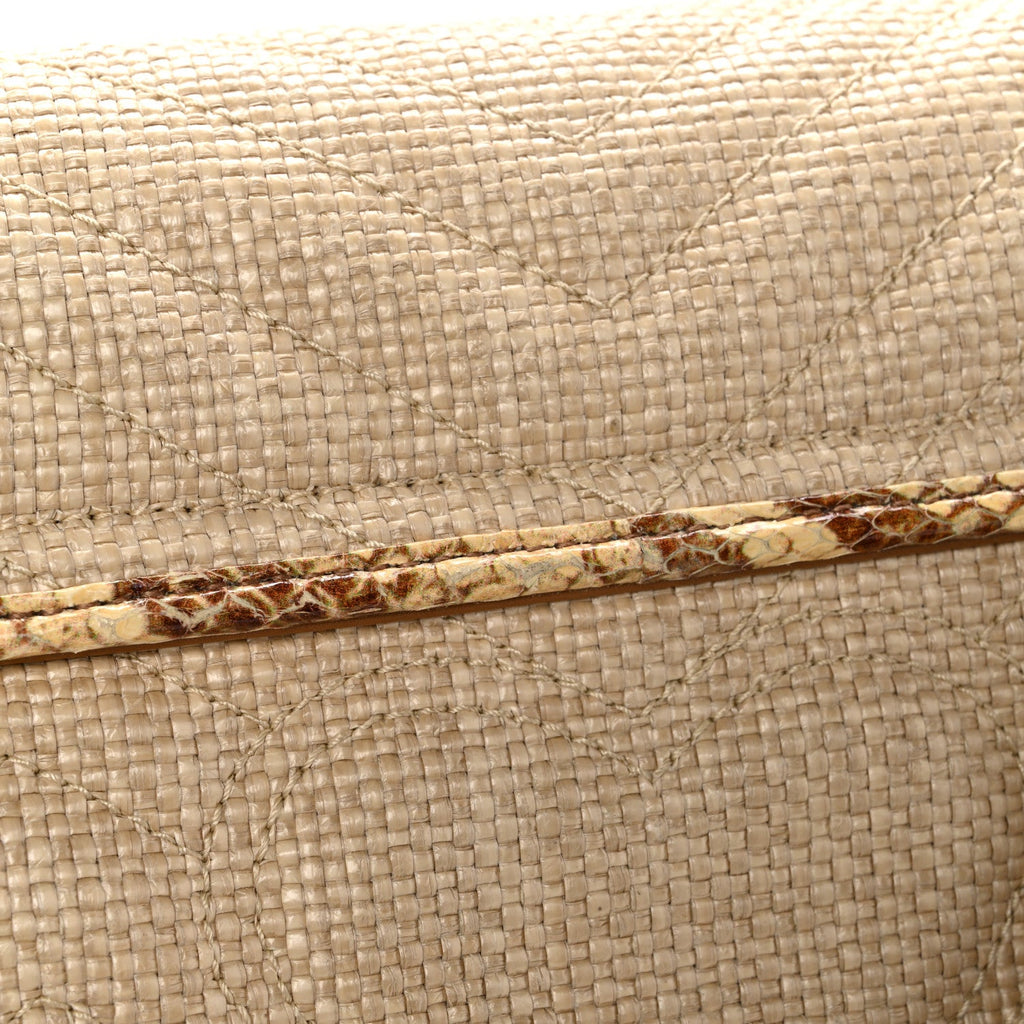 Raffia Elaphe Matelasse Small GG Marmont Shoulder Bag Natural Cream Brown