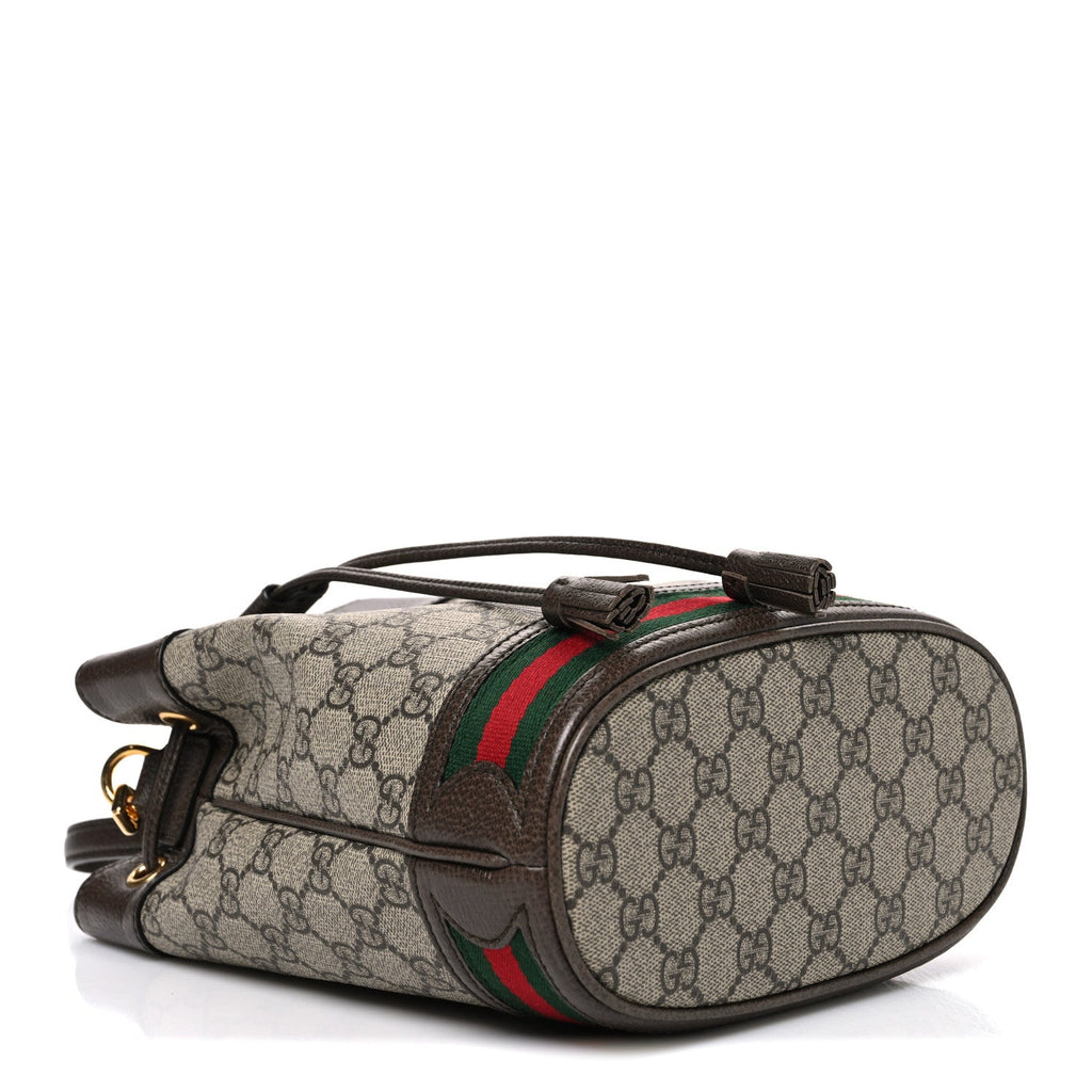 GG Supreme Monogram Web Small Ophidia Bucket Bag Brown