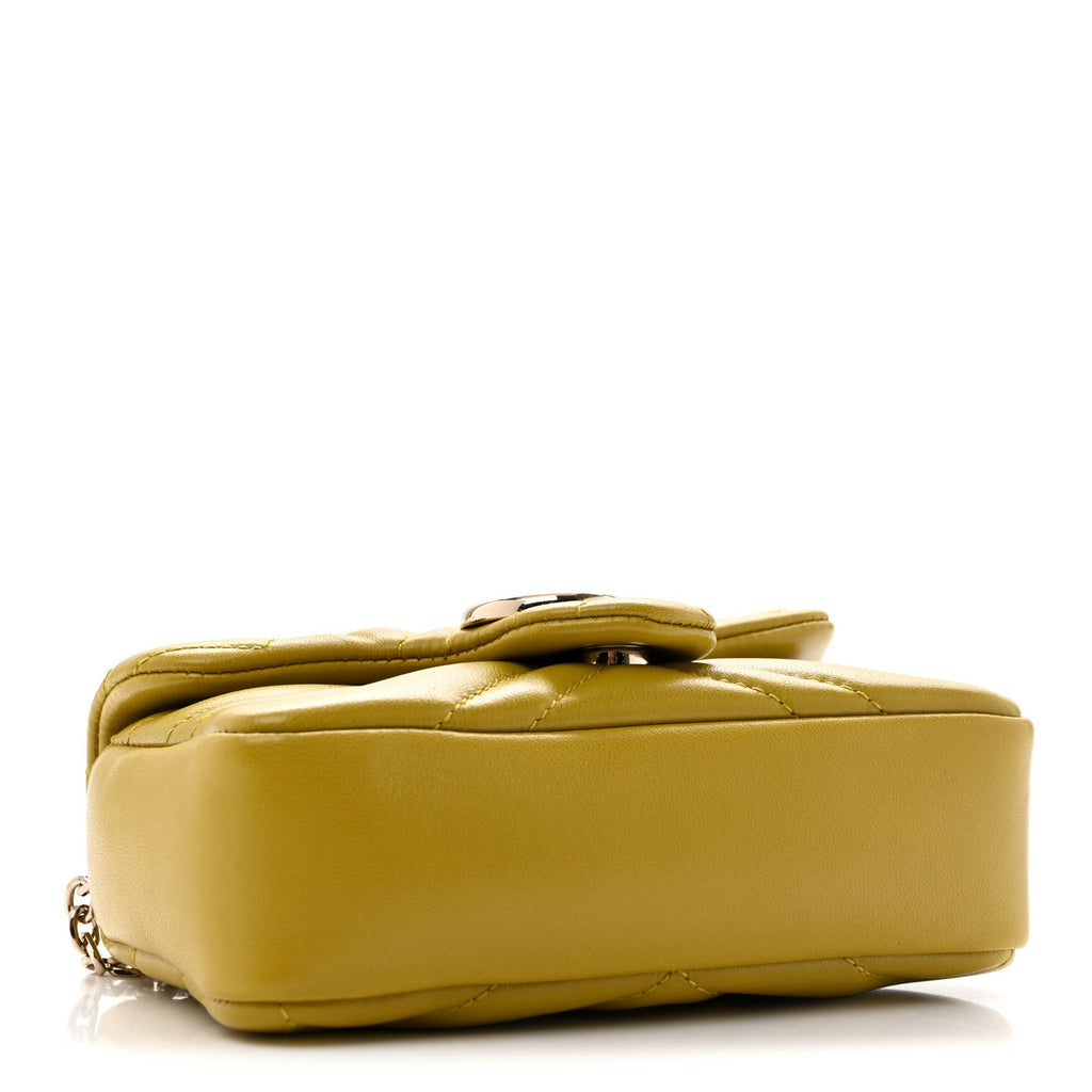Lambskin Matelasse Mini GG Marmont Shoulder Bag Oil Yellow