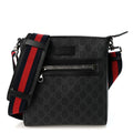 GG Supreme Monogram Web Small Flat Messenger Bag Black Grey