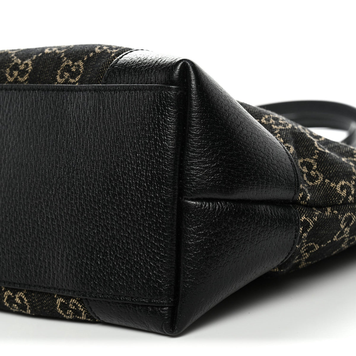 Jacquard Black Denim GG Monogram Medium Ophidia Shopping Tote Black Ivory
