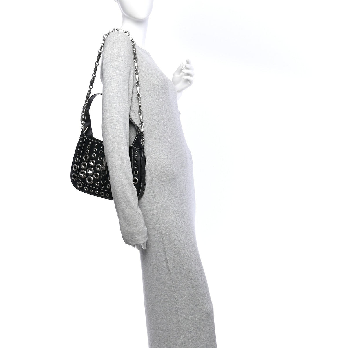 Calfskin Ha Ha Ha Jackie 1961 Eyelet Hobo Black