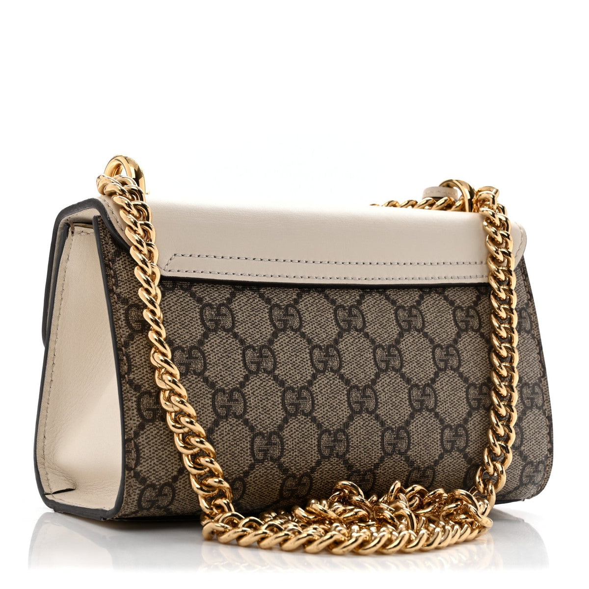 GG Supreme Monogram Studded Small Padlock Shoulder Bag White