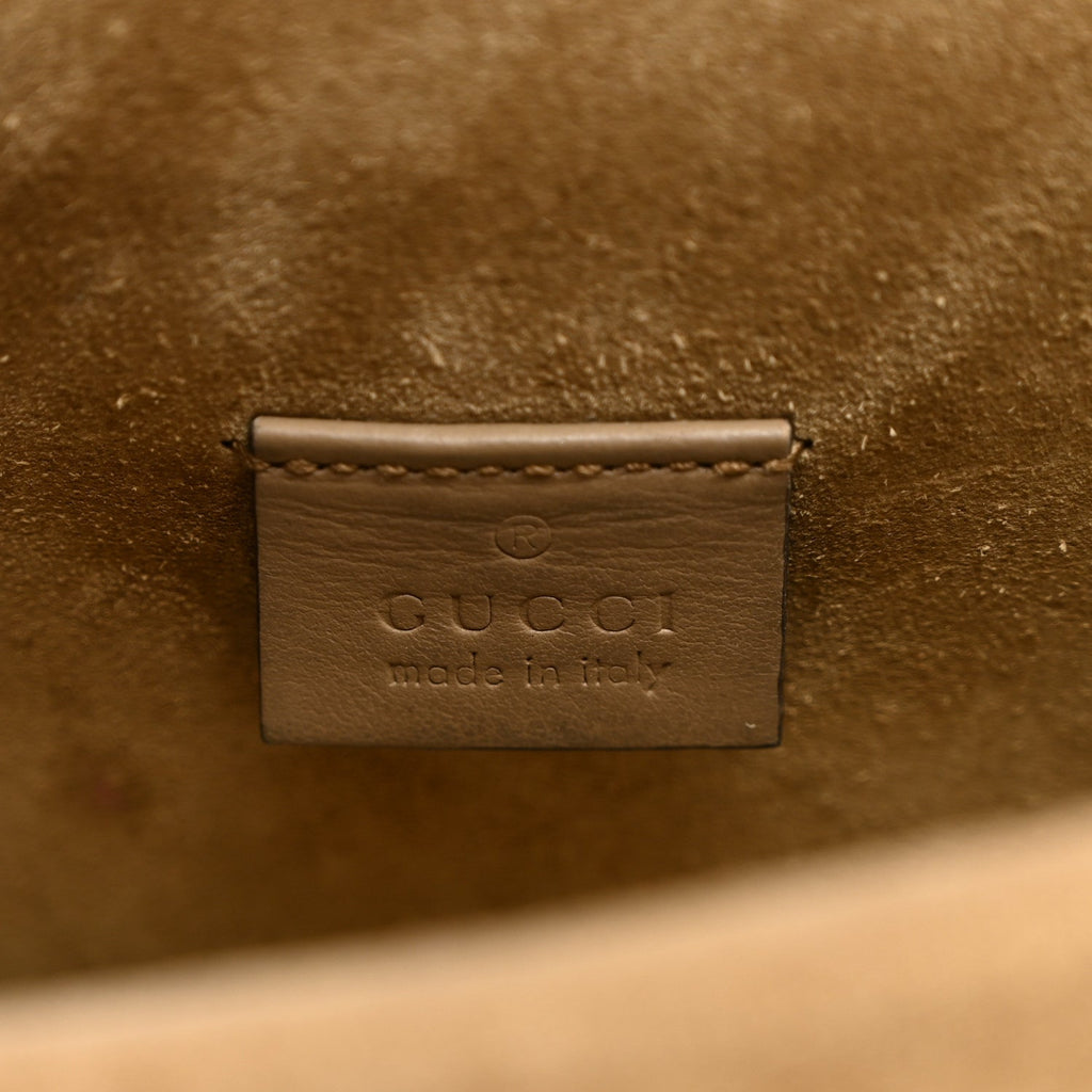 GG Supreme Monogram Suede Crystal Small Dionysus Shoulder Bag Beige Ebony Taupe