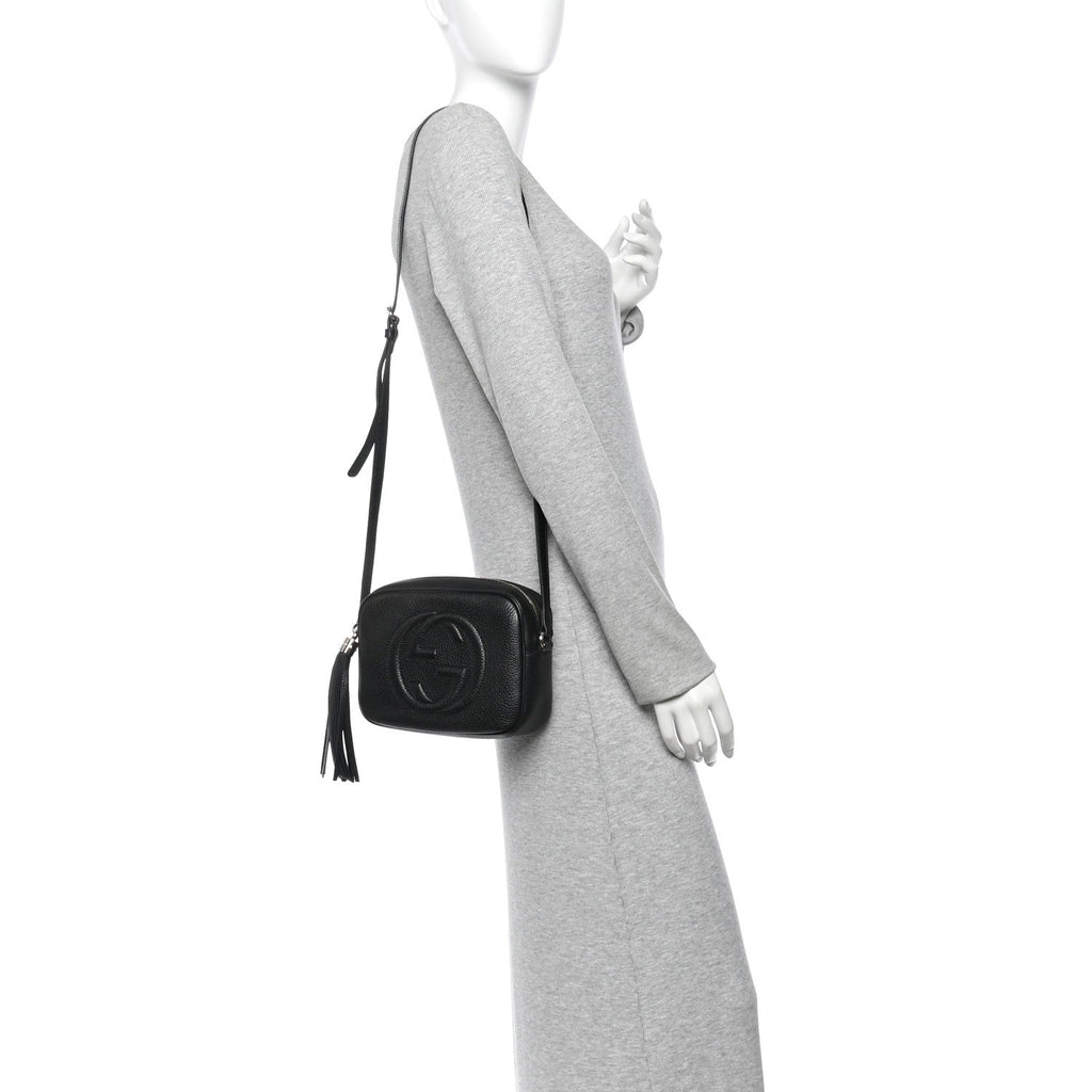 Pebbled Calfskin Small Soho Disco Bag Black