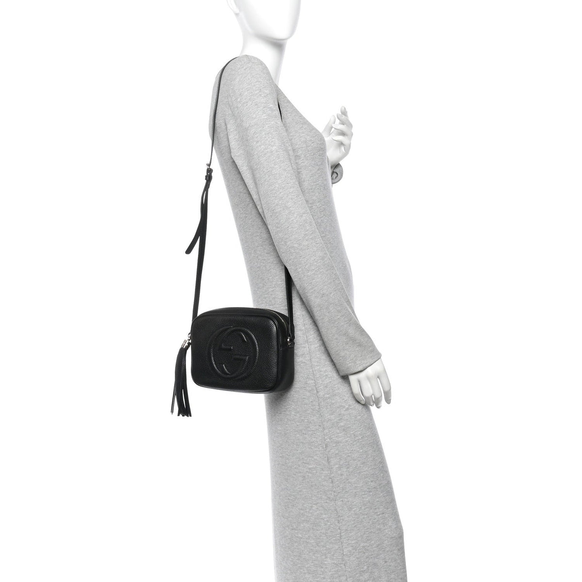Pebbled Calfskin Small Soho Disco Bag Black