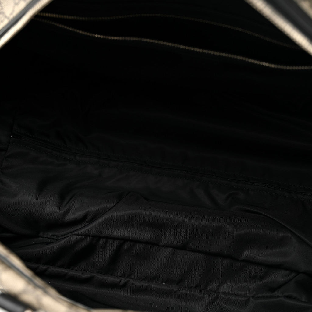 GG Supreme Monogram Selleria Calfskin Carry On Duffle With Wheels Beige Ebony Black