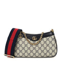 GG Supreme Monogram Textured Dollar Calfskin Web Small Ophidia GG Handbag Beige Blue