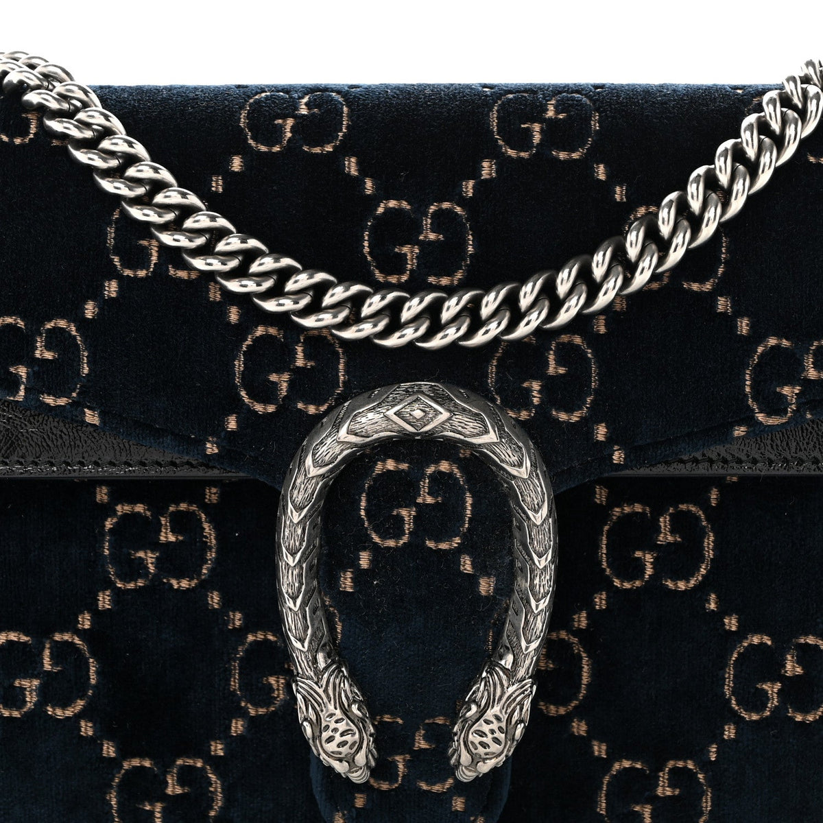 Velvet Skipper GG Monogram Small Dionysus Shoulder Bag Blue Beige Black