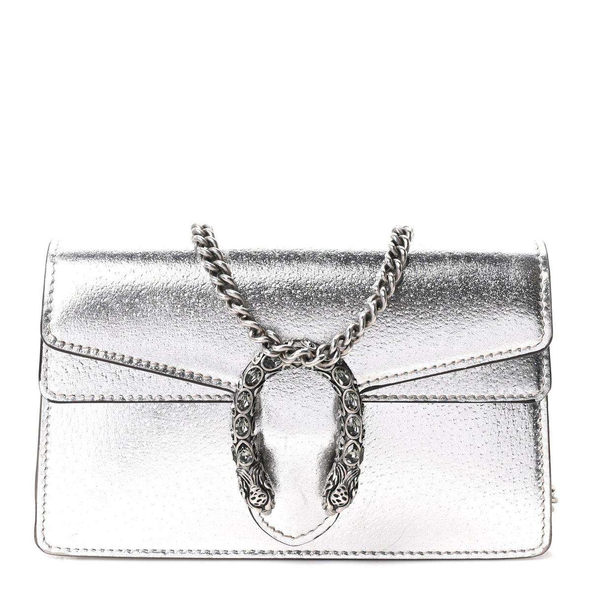 Metallic Calfskin Super Mini Dionysus Shoulder Bag Silver