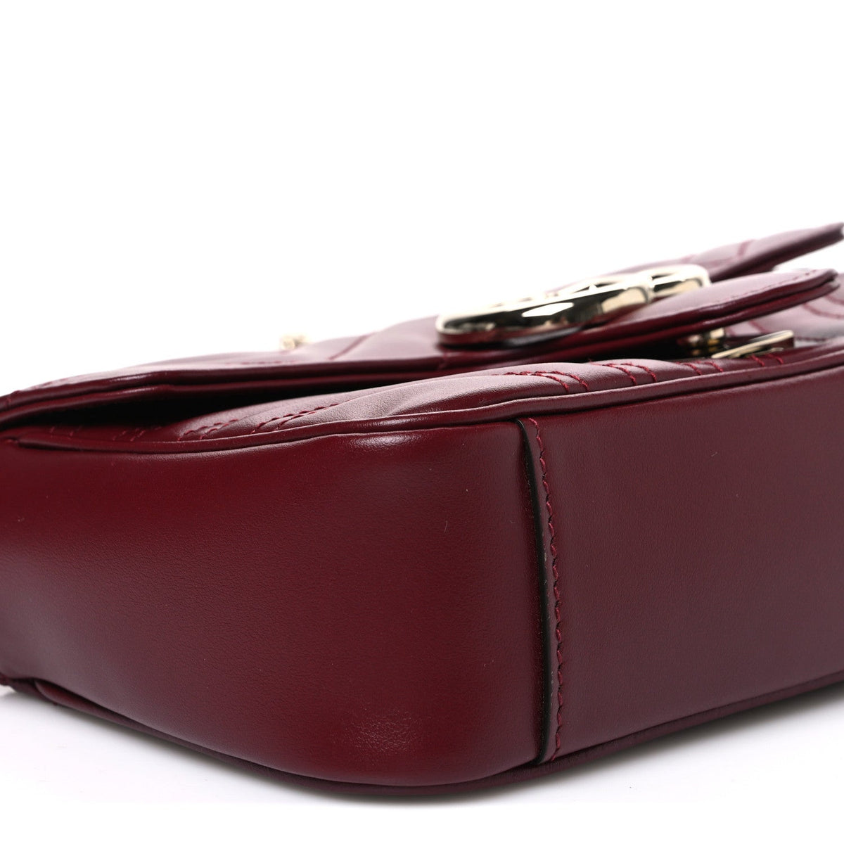 Calfskin Matelasse Mini GG Marmont Shoulder Bag Rosso Ancora