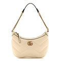 Calfskin Matelasse GG Marmont Half Moon Hobo White