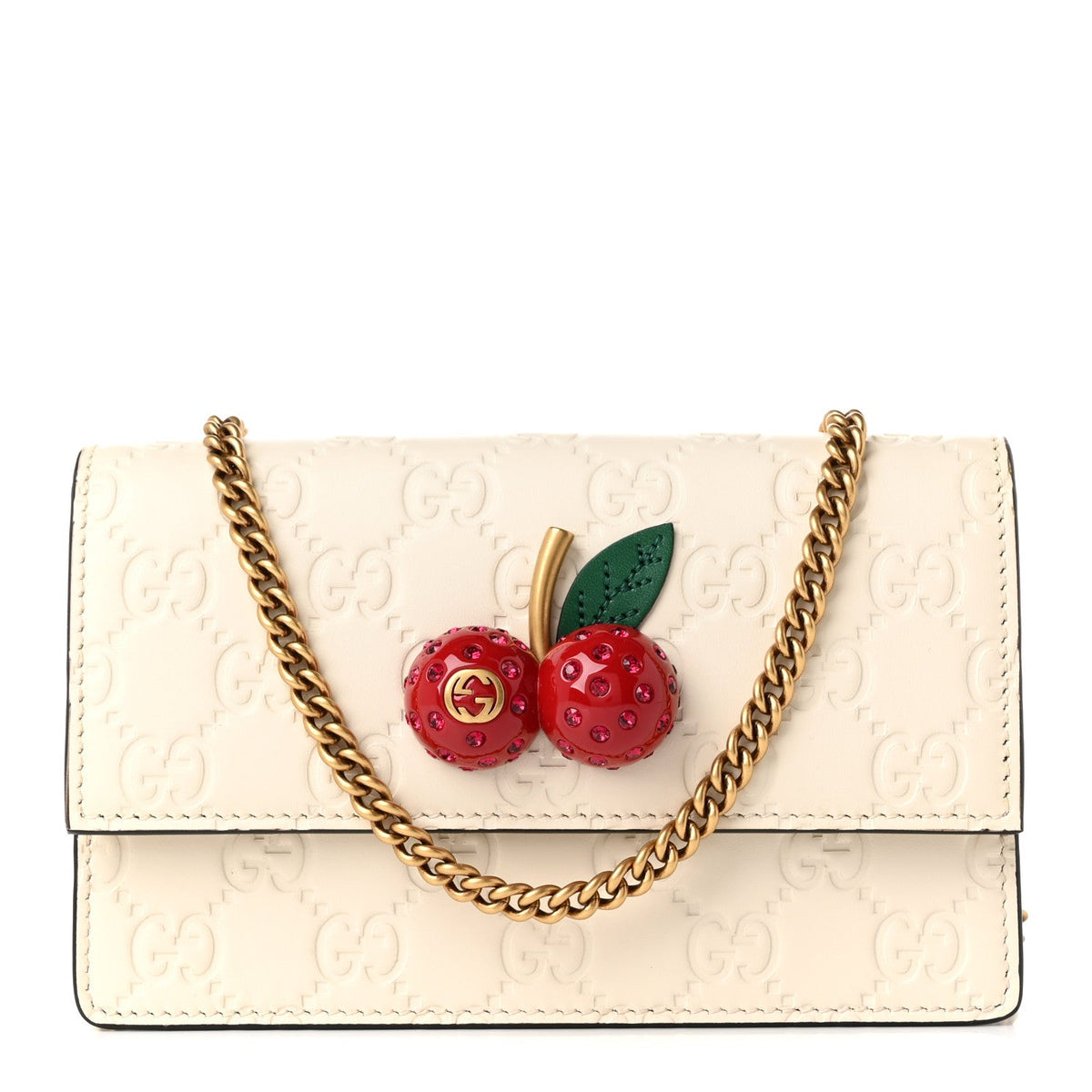 Guccissima Mini Cherry Chain Bag White