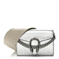 Metallic Calfskin Super Mini Dionysus Wallet with Strap Silver