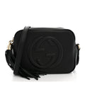 Pebbled Calfskin Small Soho Disco Bag Black