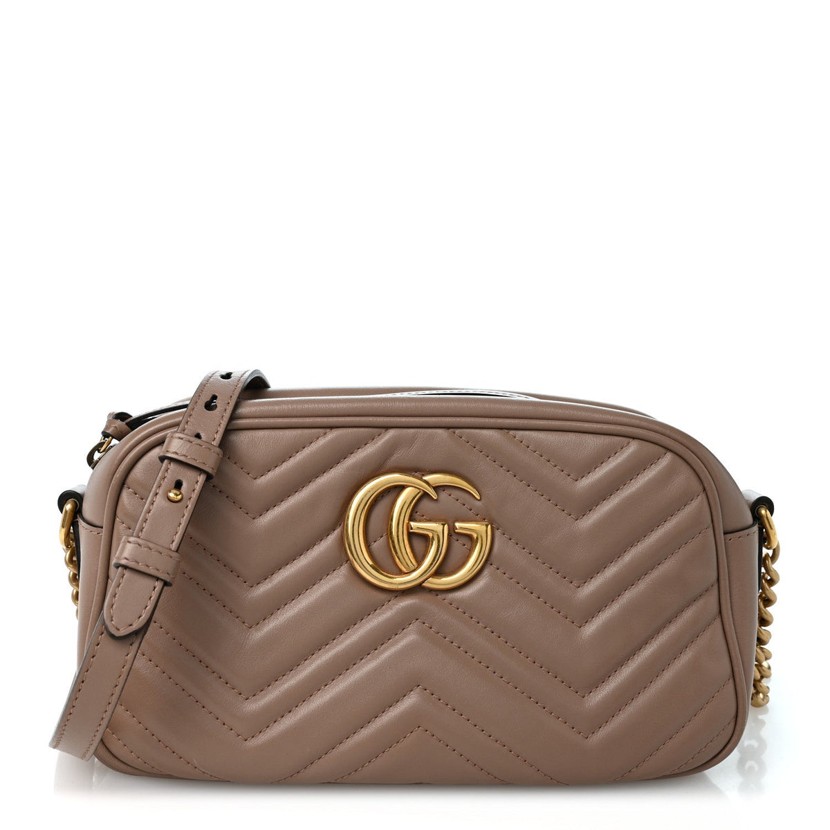 Calfskin Matelasse Small GG Marmont Chain Shoulder Bag Porcelain Rose