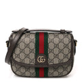 GG Supreme Monogram Textured Dollar Calfskin Small Ophidia Top Handle Shoulder Bag Beige Brown