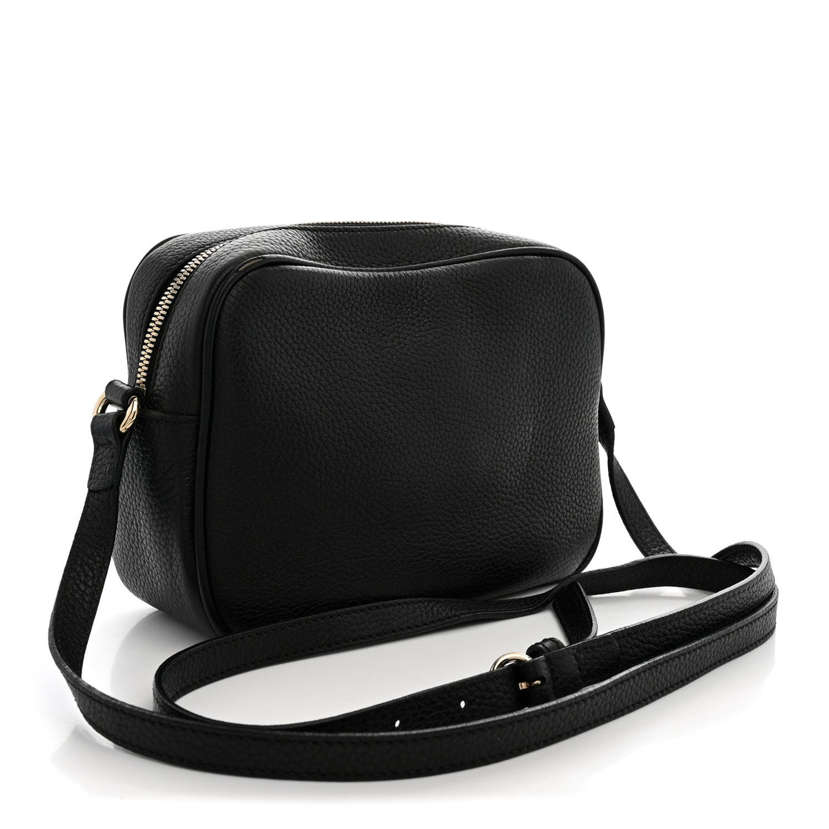 Pebbled Calfskin Small Soho Disco Bag Black