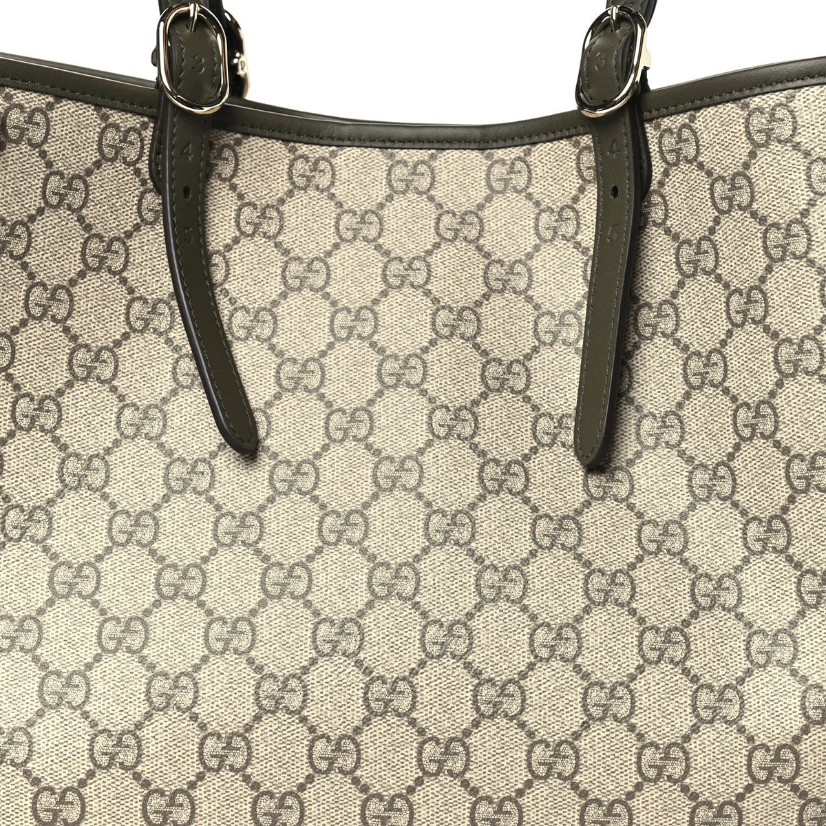 GG Supreme Monogram Emblem Large Tote Bag  Beige Green