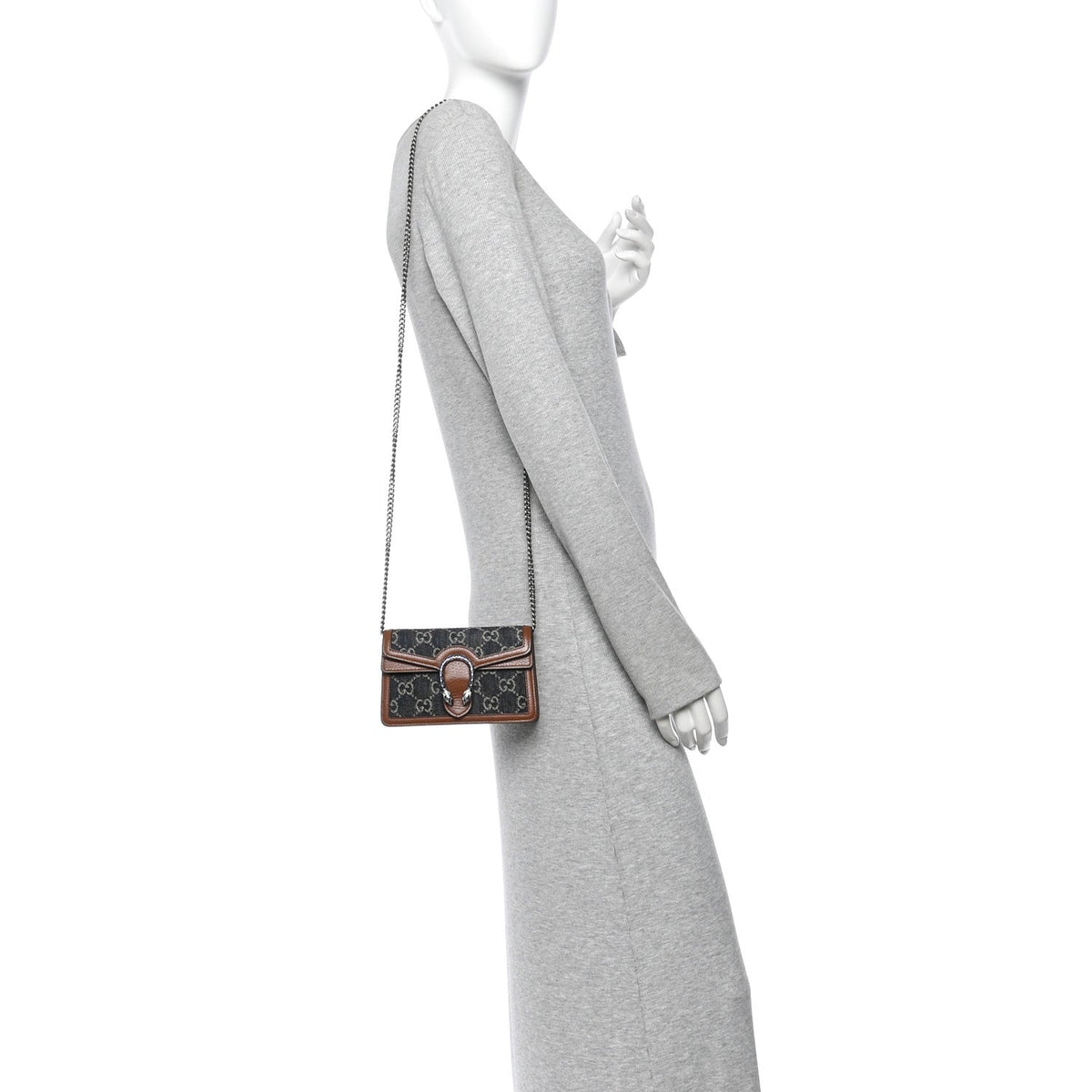 New Denim GG Monogram Dollar Calfskin Enamel Super Mini Dionysus Shoulder Bag Blue Tea Cuir Epilog Electric Blue