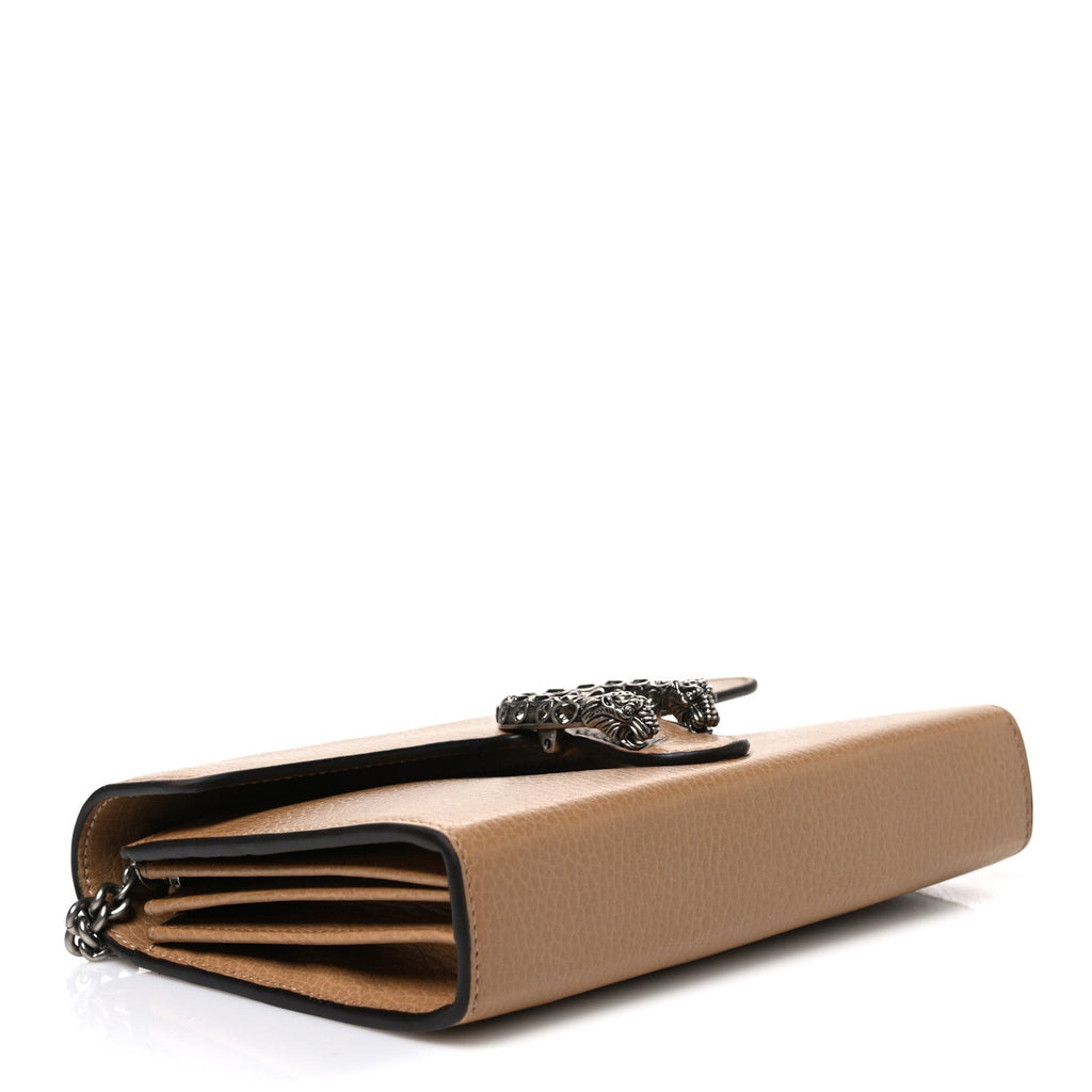 Dollar Calfskin Crystal Mini Dionysus Chain Wallet Natural Tan Black Diamond