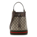 GG Supreme Monogram Web Small Ophidia Bucket Bag Brown