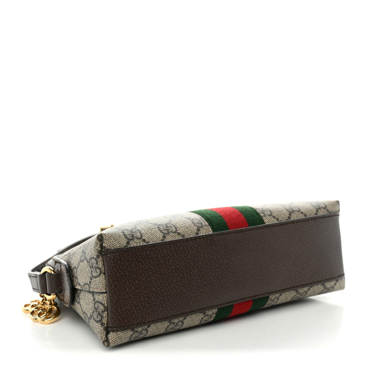 GG Supreme Monogram Textured Dollar Calfskin Web Small Ophidia Dome Shoulder Bag Beige Ebony New Acero