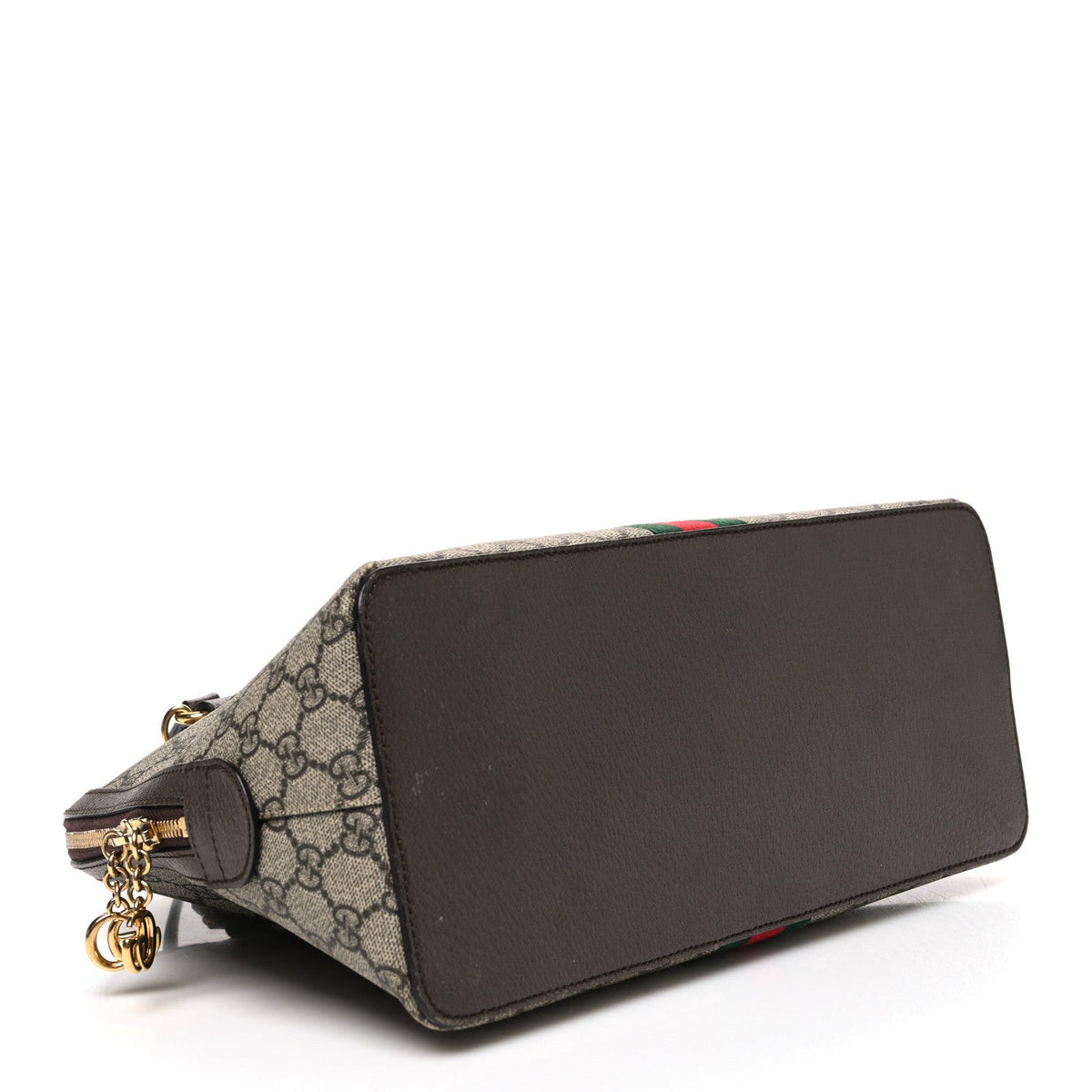 GG Supreme Monogram Web Medium Ophidia Top Handle Dome Bag Brown