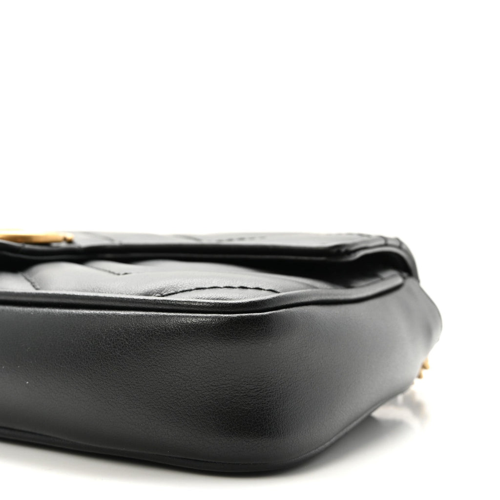 Calfskin Matelasse Mini GG Marmont Shoulder Bag With Case Black White