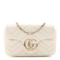 Lambskin Matelasse Mini GG Marmont Shoulder Bag White