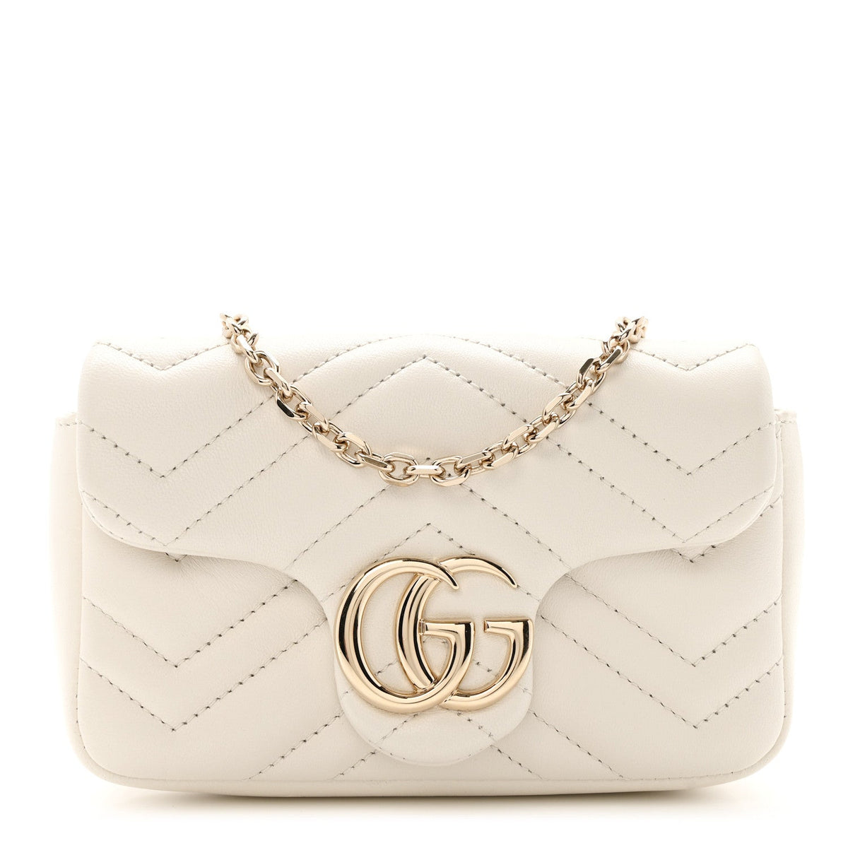Lambskin Matelasse Mini GG Marmont Shoulder Bag White