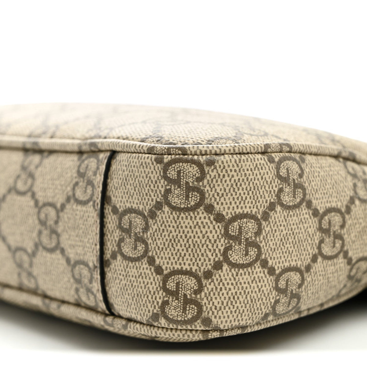 GG Supreme Monogram Textured Calfskin Small Emblem Shoulder Bag Beige Black