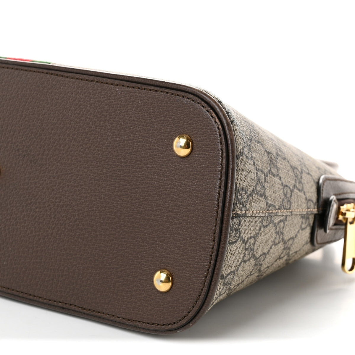 GG Supreme Monogram Web Medium Top Handle Ophidia Dome Shoulder Bag Brown