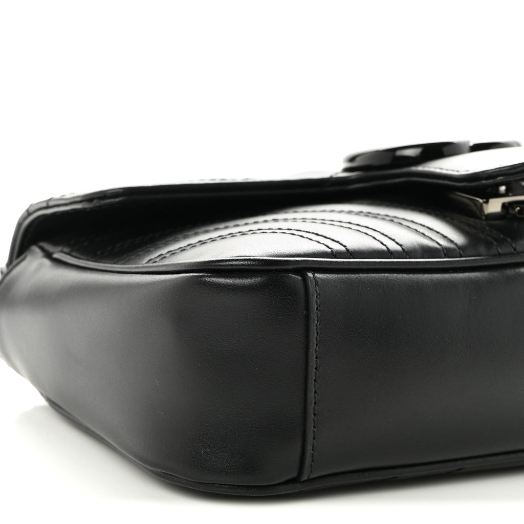 Calfskin Matelasse Monochrome Mini GG Marmont Shoulder Bag Black