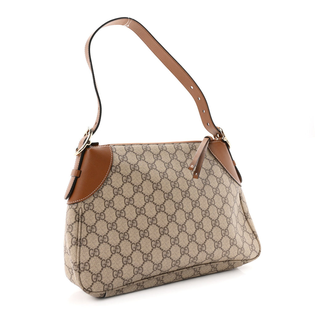 GG Supreme Monogram Emblem Medium Shoulder Bag Beige Ebony Sundial