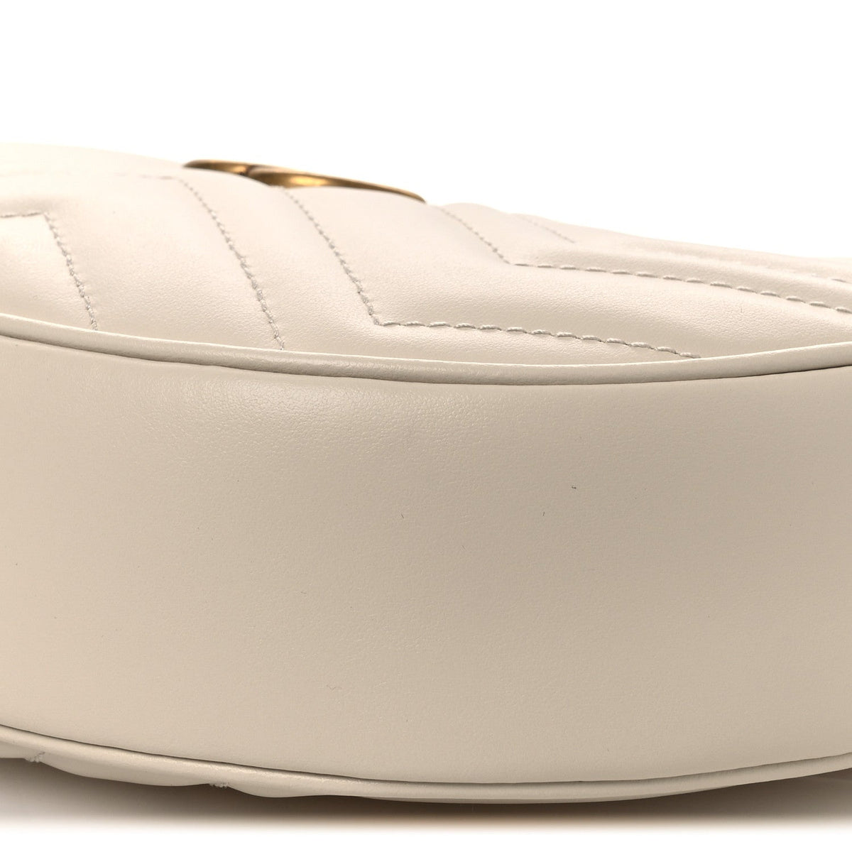 Calfskin Matelasse Chevron Mini GG Marmont Half Moon Hobo Mystic White