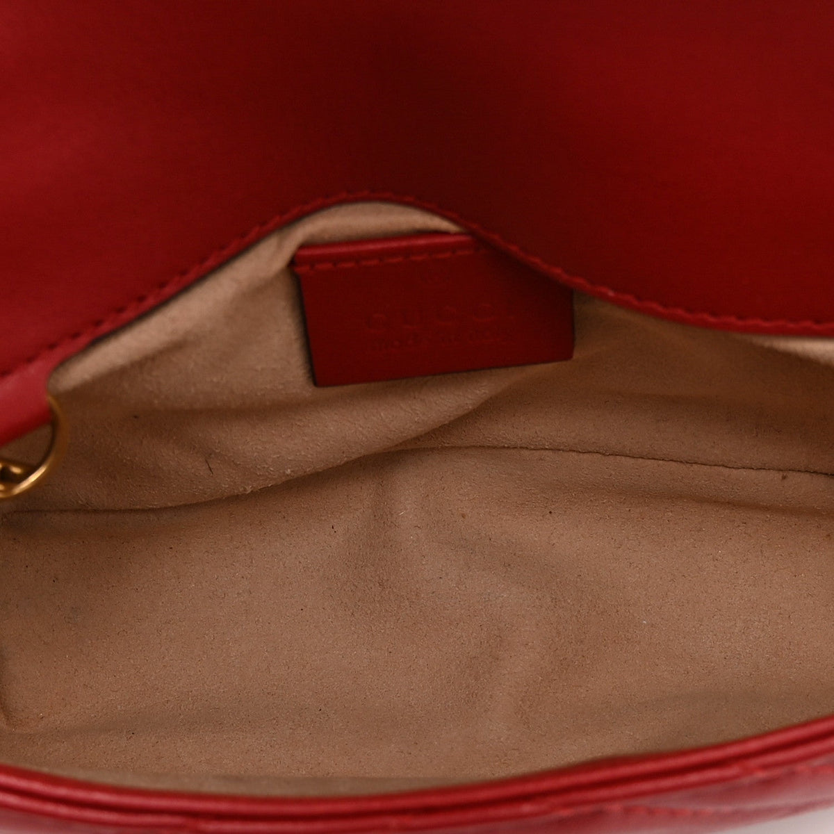 Calfskin Matelasse Super Mini GG Marmont Shoulder Bag Hibiscus Red